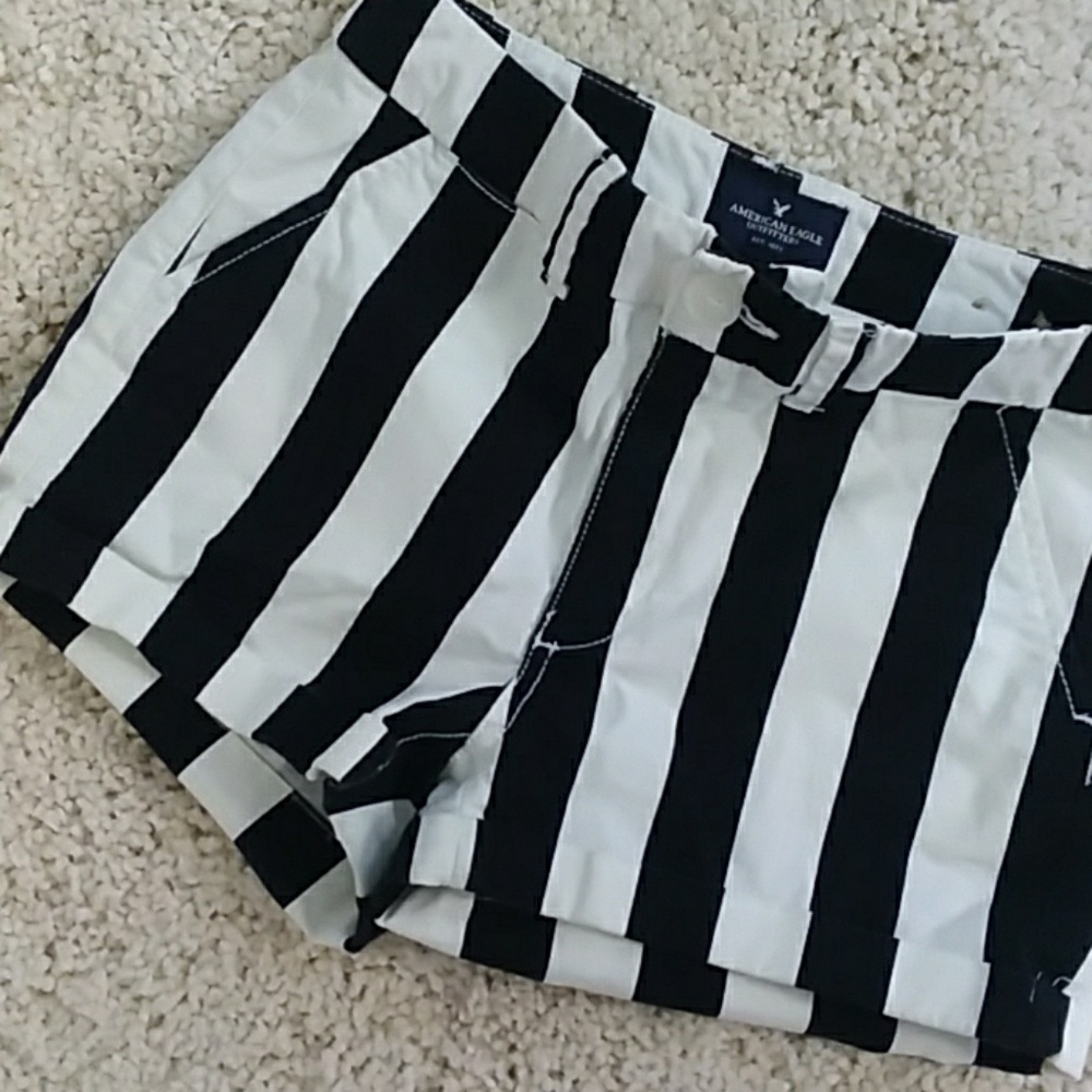 Adorable black and white striped Short Shorts